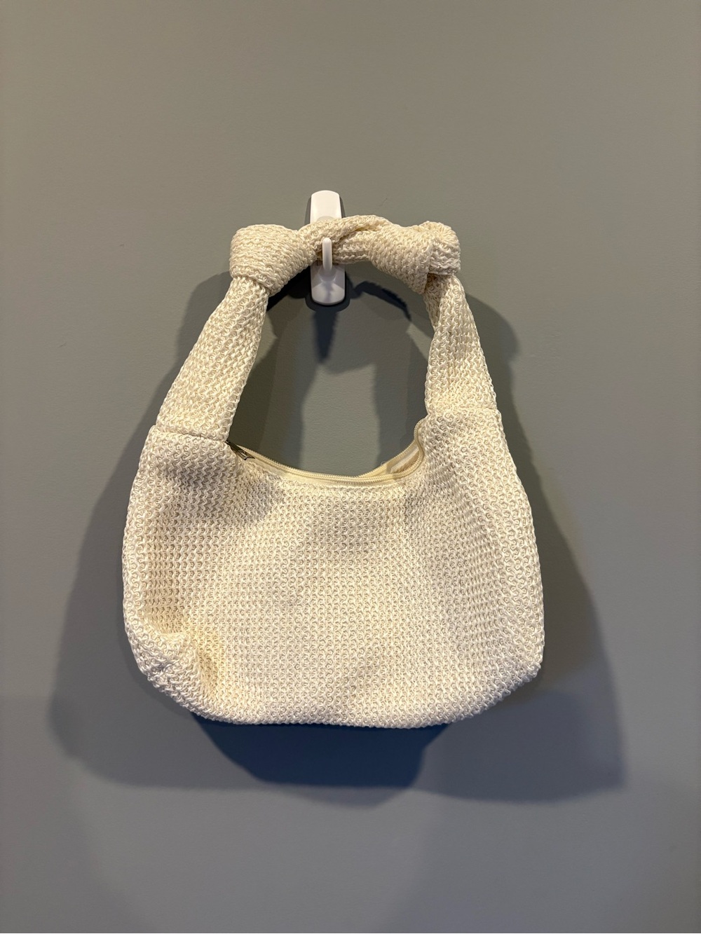 SHEIN Cream Knitted Knot-Top Shoulder Bag
